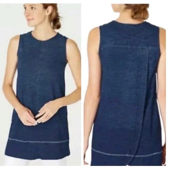 J. Jill Tops - J. Jill Pure Jill Indigo Low Tide Tunic Top Dress Womens Sz M Petite 100% Cotton